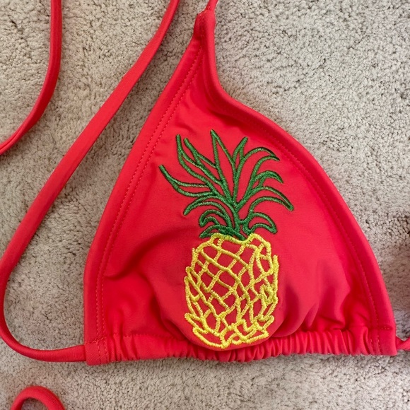 Sugar Coast pink Pineapple bikini ruched back - small - NWOT - Picture 2 of 6